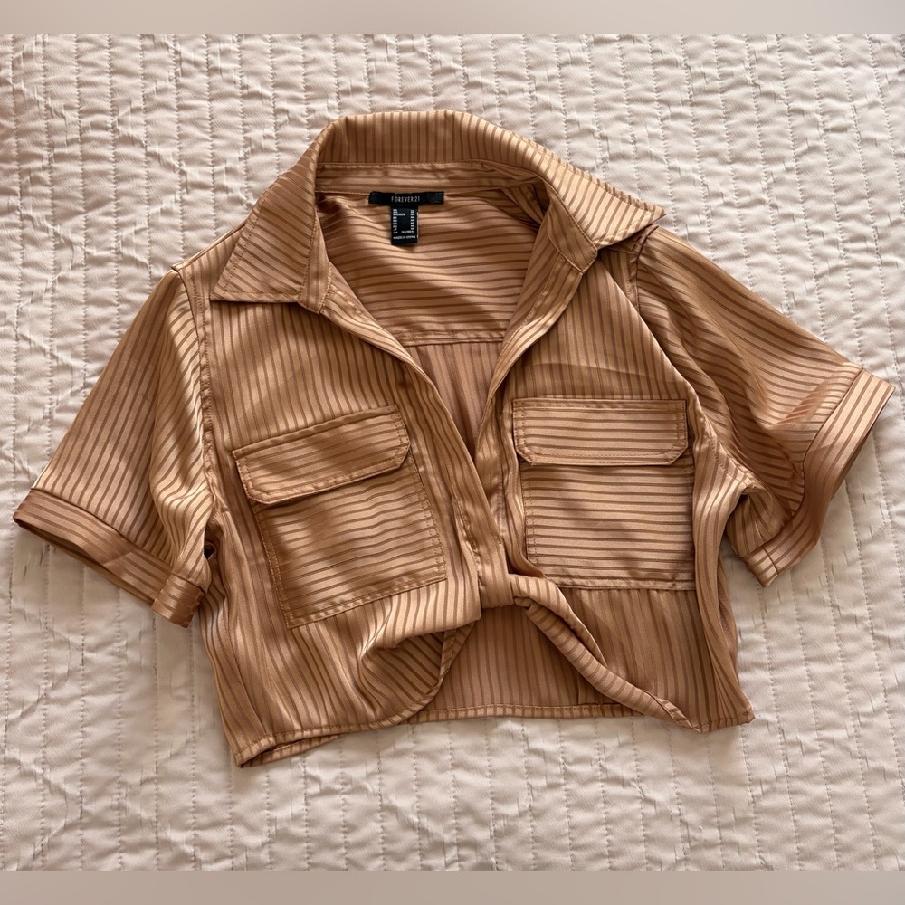 Forever 21 RoseGold Silky Crop Top